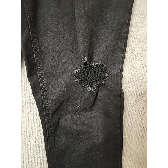 Old Navy Rockstar Super-Skinny Ankle Jeans Womens 4 Black Raw Hem Distressed NEW - Picture 7 of 15